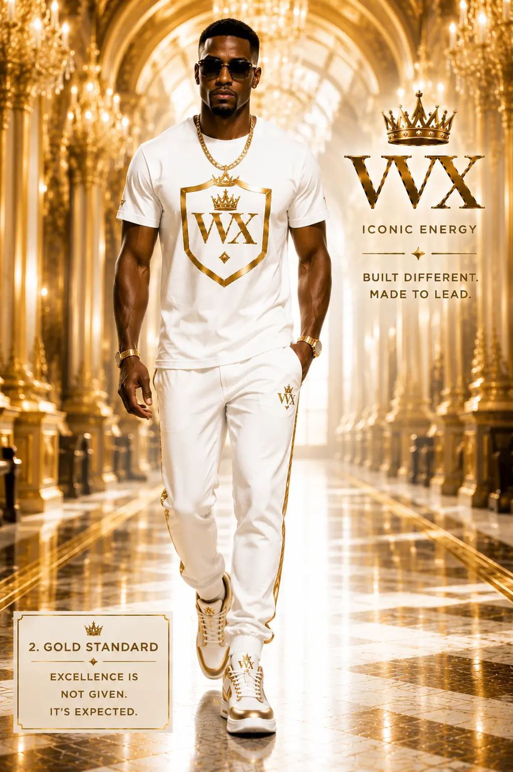 Gold Standard Set — Crest-embroidered tee & piped jogger