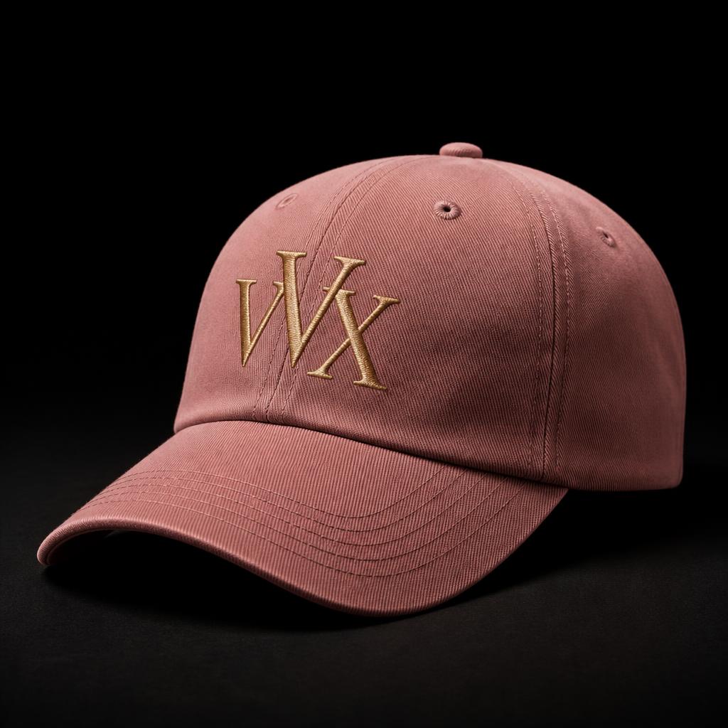 VVXHQ Rose Monogram Baseball Cap in Rose Quartz, Gold VVX monogram