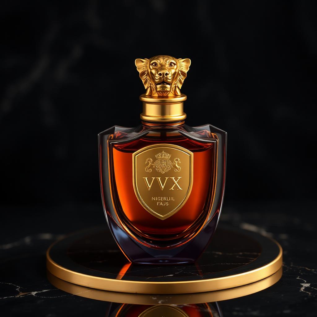 VVXHQ Crowned Lion Parfum in Antique Bronze, Citrus · musk · amberwood regal parfum